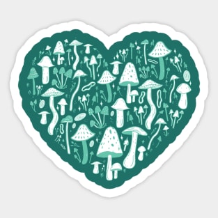 retro mushroom heart Sticker
